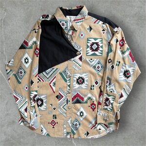 Longhorn Western Wear Mens Large‎ Southwest Aztec Geometric Print Long Sleeve